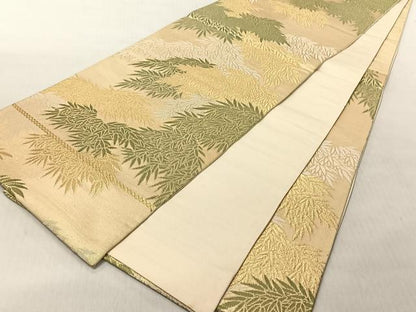 平和屋着物◎六通柄袋帯　舞葉文　金糸　正絹　逸品　CABJ6305yk
