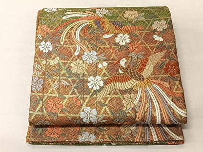 平和屋着物◎佐賀錦　六通柄袋帯　螺鈿唐織　鳳凰花文　金糸　正絹　逸品　CABJ6311yk