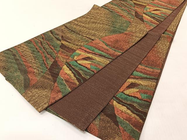 平和屋着物◎六通柄袋帯　抽象文　金糸　正絹　逸品　CABJ6312yk