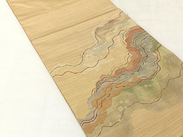 平和屋着物◎太鼓柄袋帯　作家物　流水箔散らし文　金銀糸　正絹　逸品　CABJ6320yk