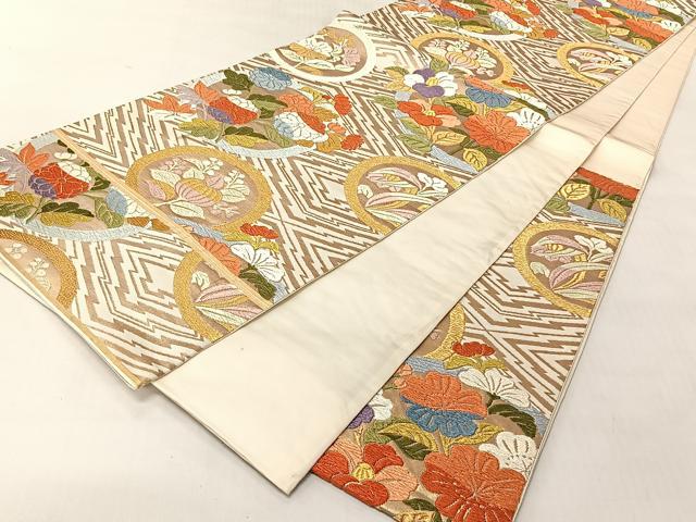 平和屋着物◎六通柄袋帯　松風　松皮地丸文　金糸　正絹　逸品　CABJ6321yk