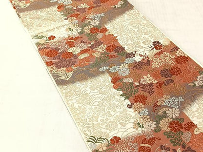 平和屋着物◎六通柄袋帯　唐織　花蝶文　金糸　正絹　逸品　CABJ6322yk