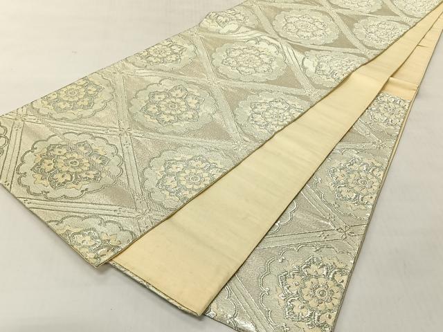 平和屋着物◎六通柄袋帯　正倉院花文　銀糸　正絹　逸品　CABJ6331yk