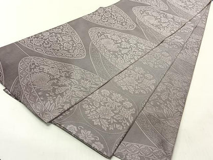 平和屋着物◎両面　全通柄　本袋帯　筑趣錦　孔雀花文　正絹　逸品　CABJ6333yk
