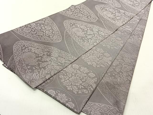 平和屋着物◎両面　全通柄　本袋帯　筑趣錦　孔雀花文　正絹　逸品　CABJ6333yk