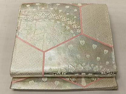 平和屋着物◎佐賀錦　六通柄袋帯　孔雀　銀糸　正絹　逸品　CABJ6335yk