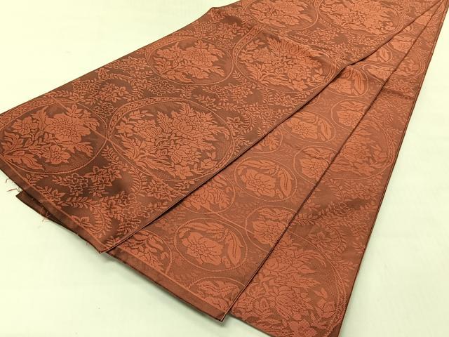 平和屋着物◎両面　全通柄　本袋帯　筑趣錦　草花丸文　正絹　逸品　CABJ6336yk
