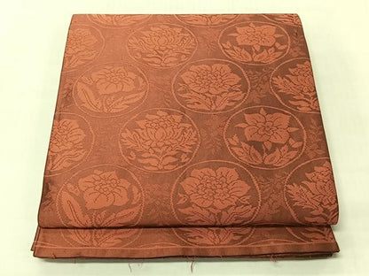 平和屋着物◎両面　全通柄　本袋帯　筑趣錦　草花丸文　正絹　逸品　CABJ6336yk
