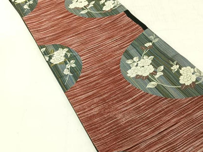 平和屋着物◎六通柄袋帯　枝花文　銀糸　正絹　逸品　CABJ6359yk