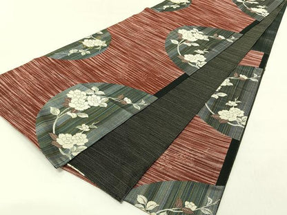 平和屋着物◎六通柄袋帯　枝花文　銀糸　正絹　逸品　CABJ6359yk