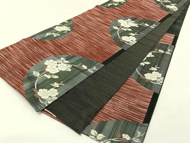 平和屋着物◎六通柄袋帯　枝花文　銀糸　正絹　逸品　CABJ6359yk