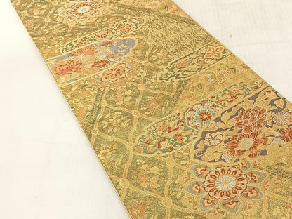 平和屋着物◎六通柄袋帯　正倉院鳳凰花文　金銀糸　正絹　逸品　CABJ6367yk