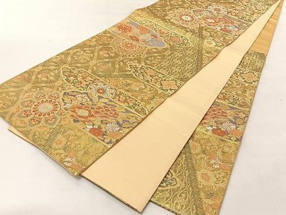 平和屋着物◎六通柄袋帯　正倉院鳳凰花文　金銀糸　正絹　逸品　CABJ6367yk