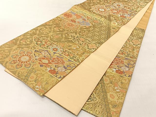平和屋着物◎六通柄袋帯　正倉院鳳凰花文　金銀糸　正絹　逸品　CABJ6367yk