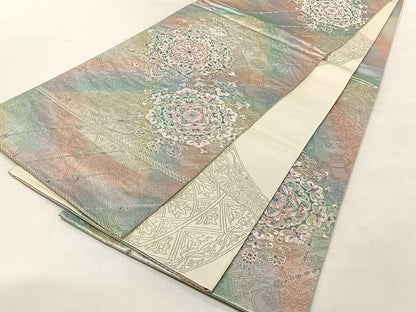 平和屋着物◎両面　六通柄袋帯　唐織　正倉院花文　九百錦　プラチナ箔　正絹　逸品　未使用　CABJ6370yk