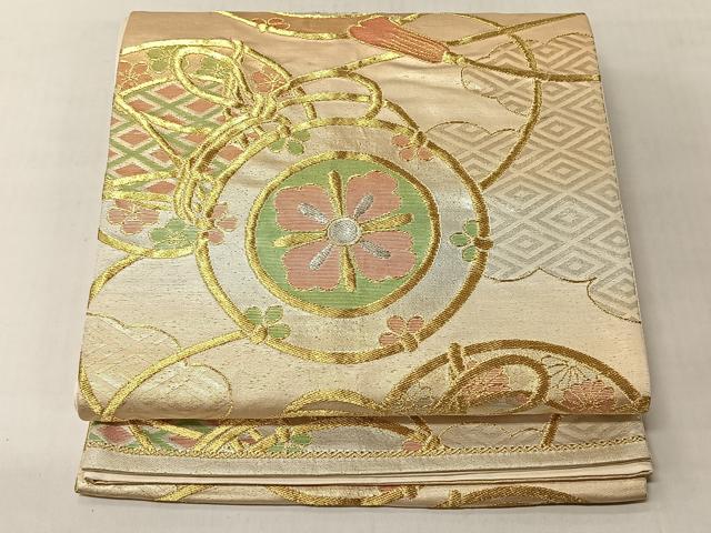 平和屋着物◎六通柄袋帯　鼓花文　金銀糸　正絹　逸品　CABJ6380yk