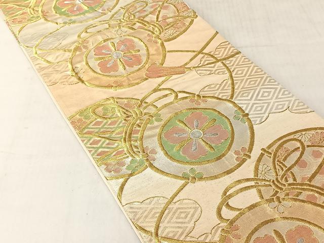 平和屋着物◎六通柄袋帯　鼓花文　金銀糸　正絹　逸品　CABJ6380yk