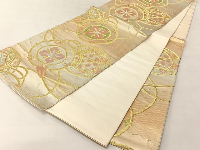 平和屋着物◎六通柄袋帯　鼓花文　金銀糸　正絹　逸品　CABJ6380yk