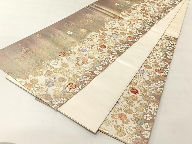 平和屋着物◎六通柄袋帯　枝垂れ桜紋　金糸　引箔　正絹　逸品　CABJ6383yk