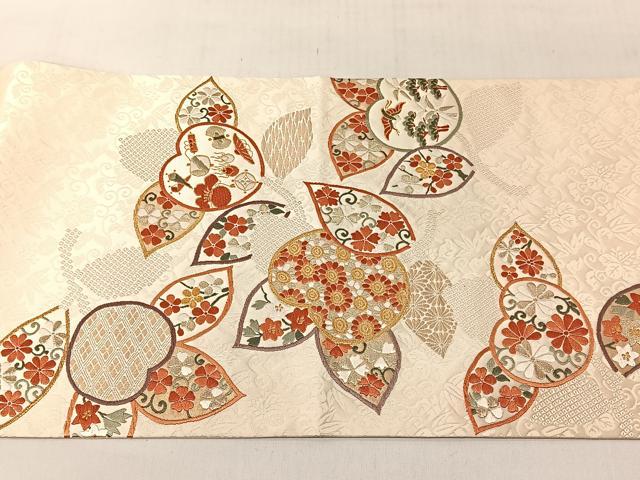 平和屋着物◎太鼓柄袋帯　慶長橘集め文　金銀糸　正絹　逸品　未使用　CABJ6384yk