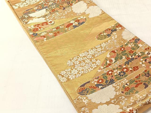 平和屋着物◎六通柄袋帯　唐織　エ霞花唐草文　金糸　正絹　逸品　CABJ6391yk
