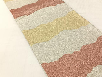 平和屋着物◎六通柄袋帯　綴れ　霞文　ワンポイント　鳳凰　金銀糸　正絹　逸品　CABJ6392yk