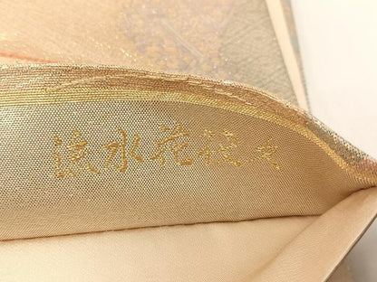 平和屋着物◎六通柄袋帯　唐織　流水花筏文　九百錦　金糸　正絹　逸品　CABJ6397yk