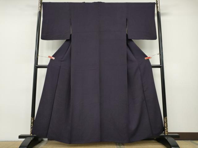 平和屋着物●上質な色無地　霞地紋　濃鼠色　正絹　逸品　CABJ6402ut