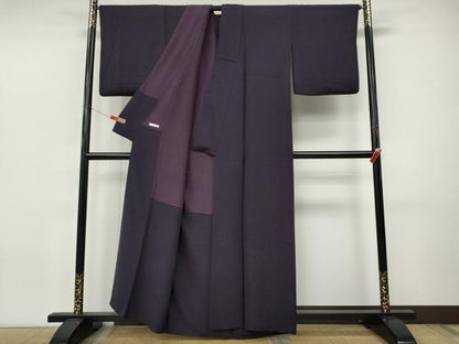 平和屋着物●上質な色無地　霞地紋　濃鼠色　正絹　逸品　CABJ6402ut