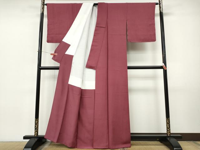 平和屋着物●上質な色無地　紋意匠　浅蘇芳色　正絹　逸品　CABJ6403ut