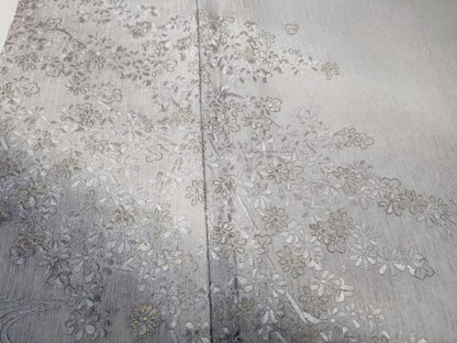 平和屋着物●訪問着　総刺繍　流水枝花文　暈し染め　金糸　正絹　逸品　CABJ6412ut