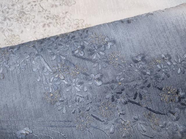 平和屋着物●訪問着　総刺繍　流水枝花文　暈し染め　金糸　正絹　逸品　CABJ6412ut