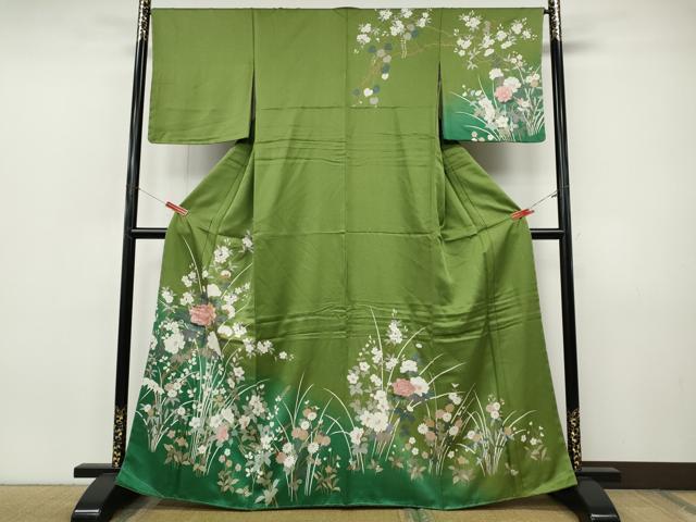 平和屋着物●訪問着　草花文　暈し染め　金彩　正絹　逸品　未使用　CABJ6414ut
