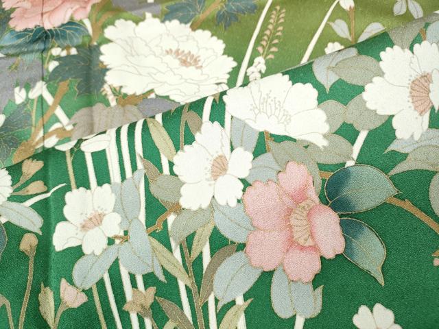 平和屋着物●訪問着　草花文　暈し染め　金彩　正絹　逸品　未使用　CABJ6414ut
