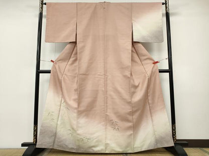 平和屋着物●訪問着　紬地　枝葉文　正絹　逸品　CABJ6415ut