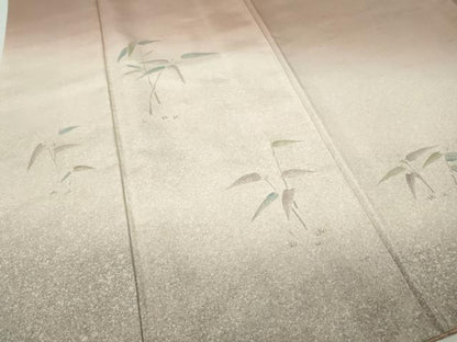 平和屋着物●訪問着　紬地　枝葉文　正絹　逸品　CABJ6415ut