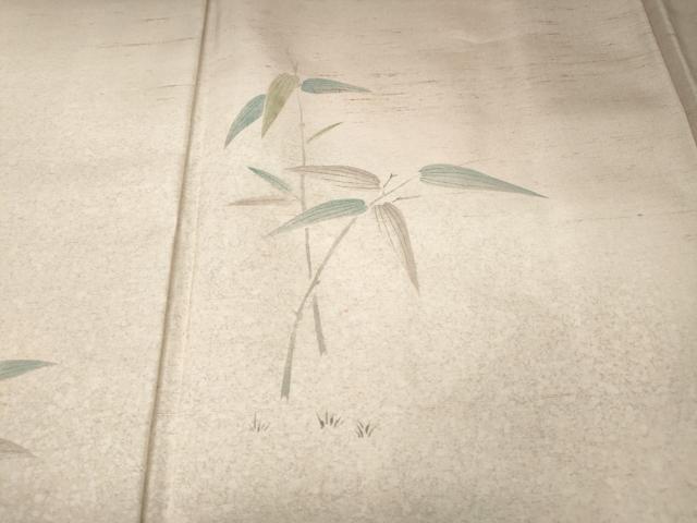 平和屋着物●訪問着　紬地　枝葉文　正絹　逸品　CABJ6415ut
