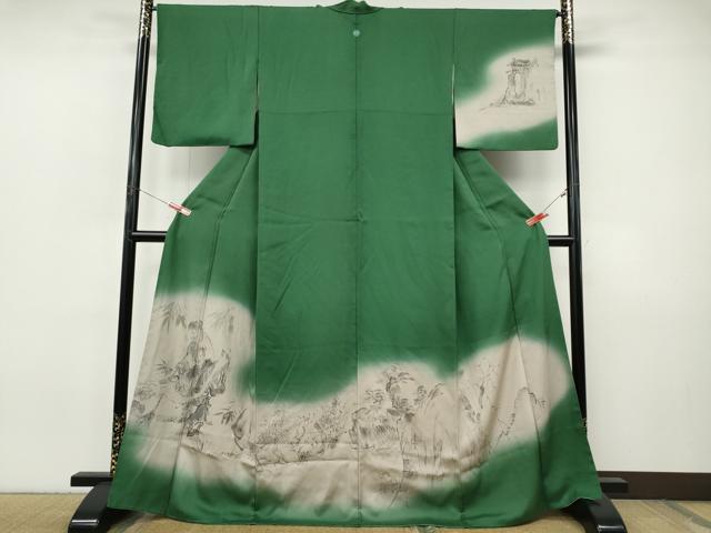 平和屋着物●訪問着　作家物　手描き　寒山拾得　暈し染め　正絹　逸品　CABJ6416ut