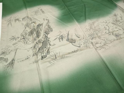 平和屋着物●訪問着　作家物　手描き　寒山拾得　暈し染め　正絹　逸品　CABJ6416ut