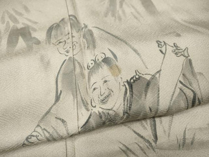 平和屋着物●訪問着　作家物　手描き　寒山拾得　暈し染め　正絹　逸品　CABJ6416ut