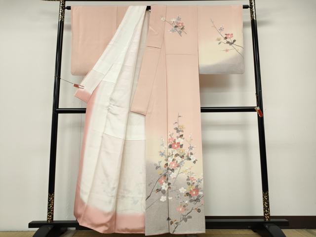 平和屋着物●訪問着　友禅　枝花文　暈し染め　正絹　逸品　CABJ6418ut