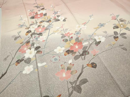平和屋着物●訪問着　友禅　枝花文　暈し染め　正絹　逸品　CABJ6418ut