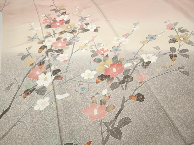 平和屋着物●訪問着　友禅　枝花文　暈し染め　正絹　逸品　CABJ6418ut
