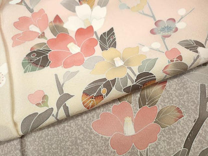 平和屋着物●訪問着　友禅　枝花文　暈し染め　正絹　逸品　CABJ6418ut