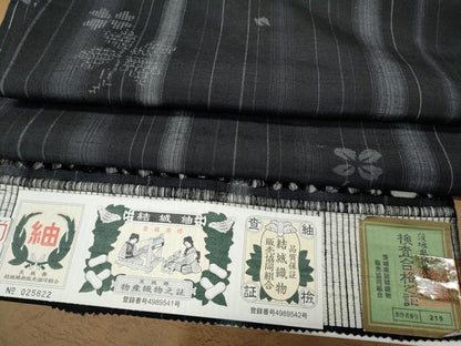平和屋着物●結城紬　80亀甲　クローバー　証紙付き　正絹　逸品　CABJ6420ut