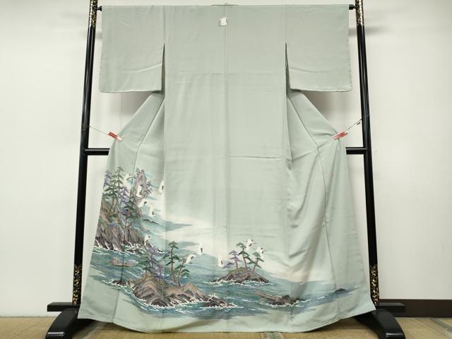 平和屋着物●豪華色留袖　友禅　作家物　人物船飛鶴松文　暈し染め　正絹　逸品　未使用　CABJ6422ut