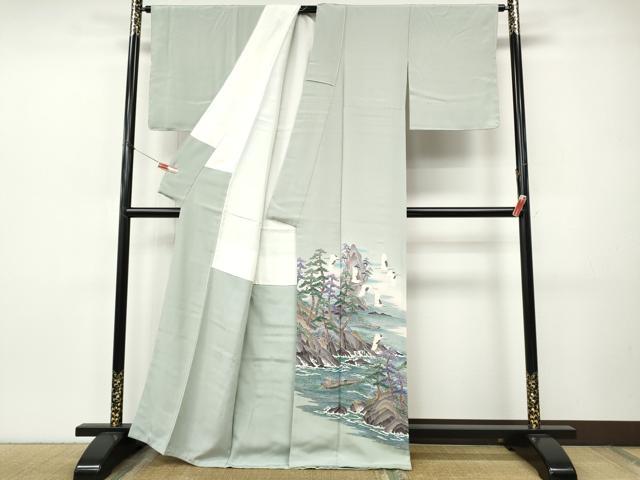 平和屋着物●豪華色留袖　友禅　作家物　人物船飛鶴松文　暈し染め　正絹　逸品　未使用　CABJ6422ut