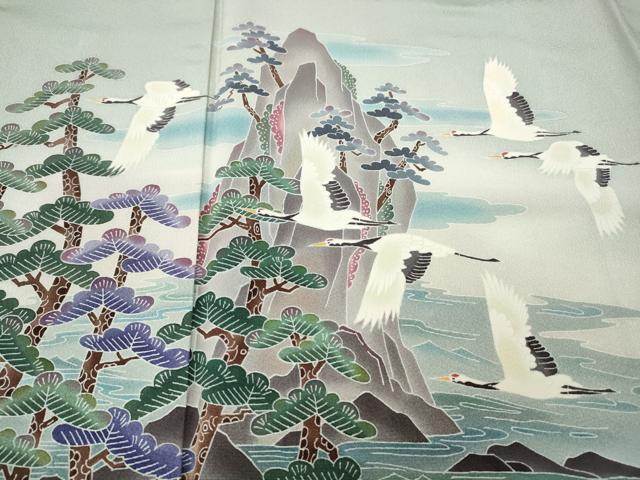 平和屋着物●豪華色留袖　友禅　作家物　人物船飛鶴松文　暈し染め　正絹　逸品　未使用　CABJ6422ut