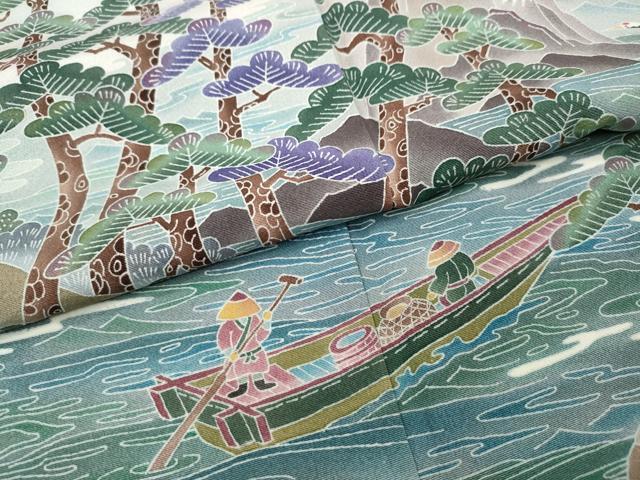 平和屋着物●豪華色留袖　友禅　作家物　人物船飛鶴松文　暈し染め　正絹　逸品　未使用　CABJ6422ut