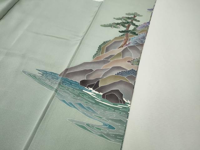 平和屋着物●豪華色留袖　友禅　作家物　人物船飛鶴松文　暈し染め　正絹　逸品　未使用　CABJ6422ut